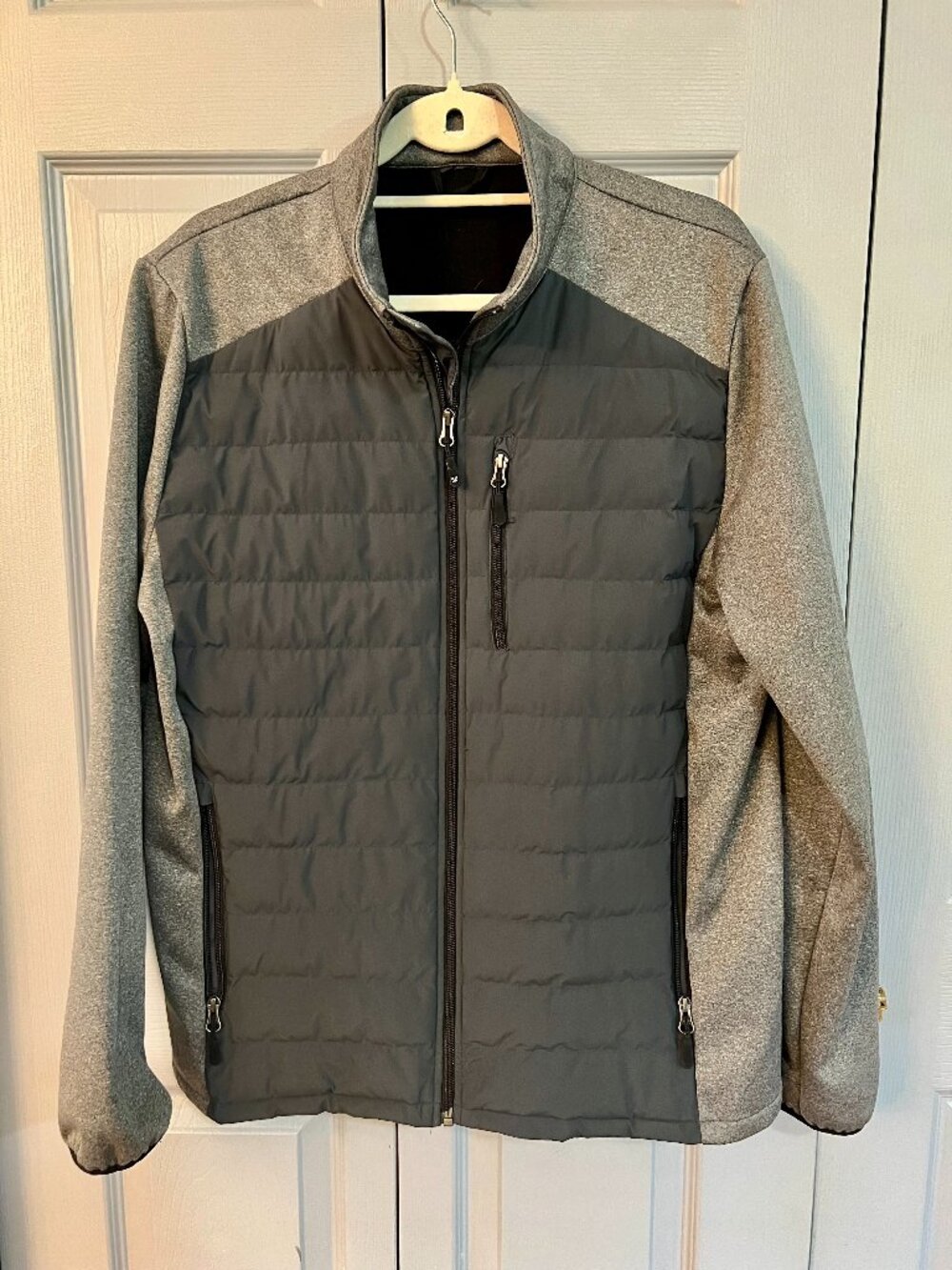 Zip Jacket, Lightweight. Gray Two-tone. Large